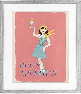 Vintage Italian Culinary Poster, 13 x 16 Inch Framed Print Under Glass