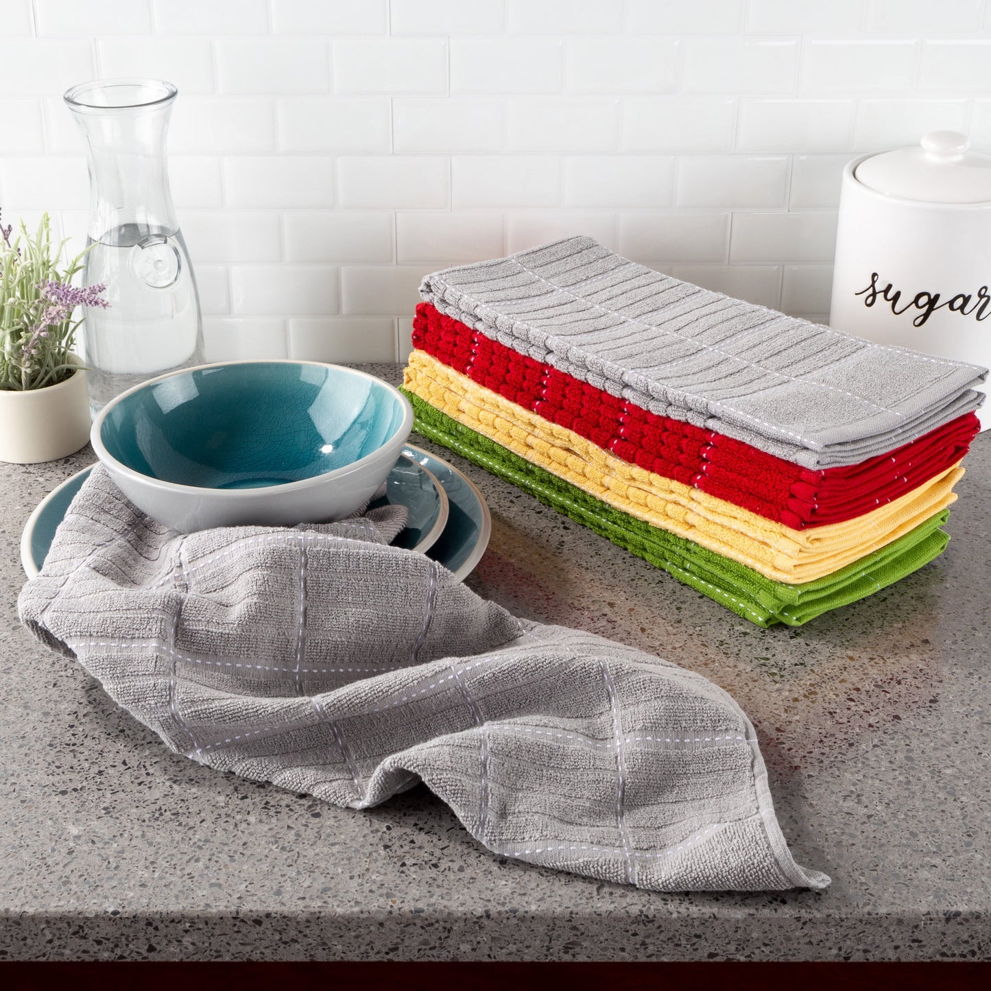 8 pack 100% Cotton Kitchen Towels with Modern Circle Pattern by Somerset Home 16â€x28"