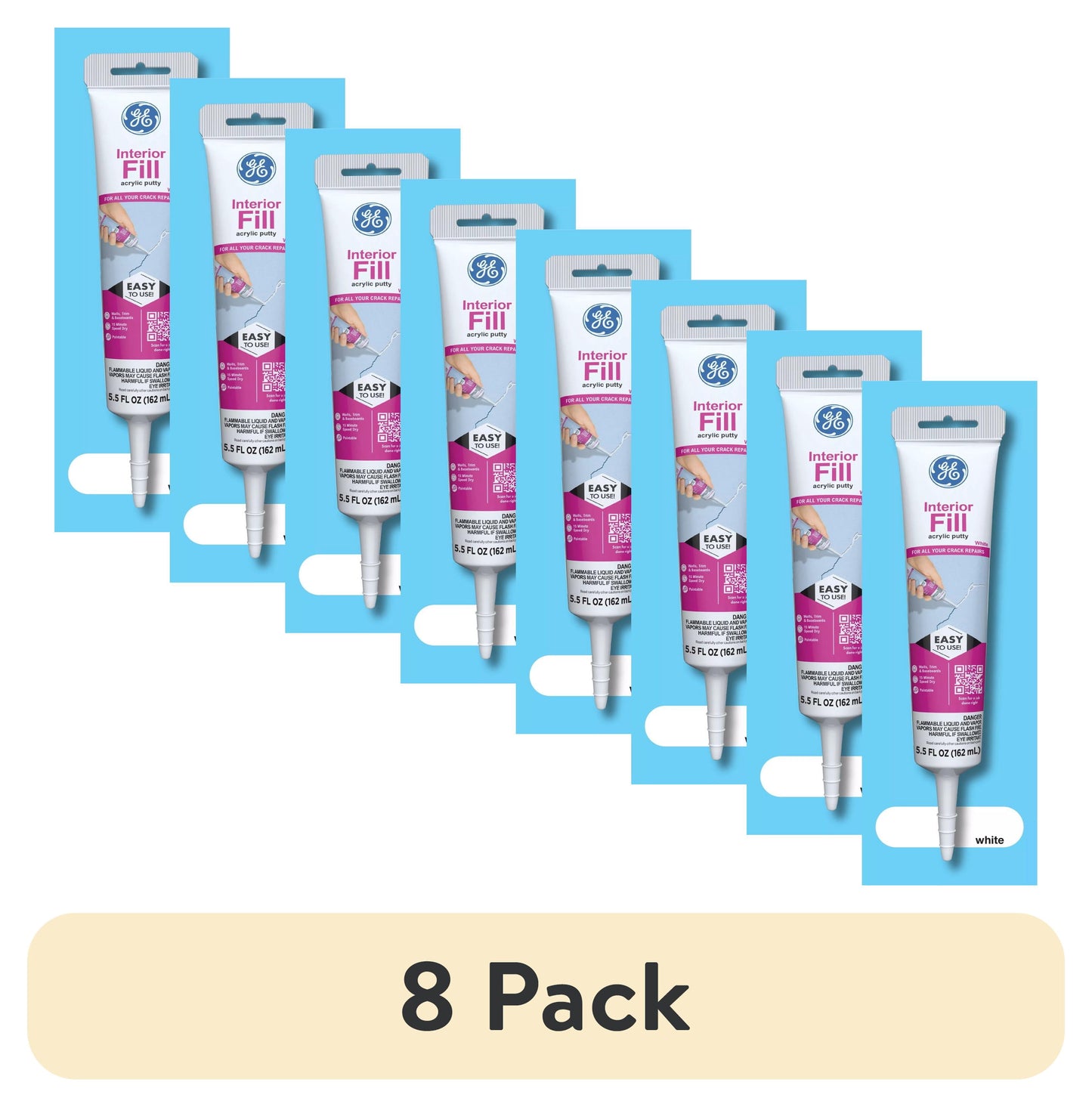 (8 pack) GE Interior Fill Wall Repair, Pack of 1, White 5.5 oz Tube