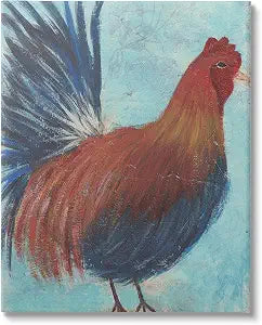 Rooster Painting Distressed, 16 x 20 Inch Canvas Wall Art