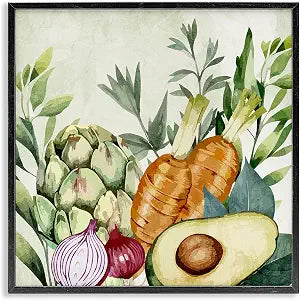 Organic Vegetable Harvest Kitchen, 17 x 17 Inch Framed Gicle Print