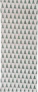 Creative Co-Op Stonewashed Cotton Printed Table Runner with Christmas Tree Pattern, Natural, Green and Red