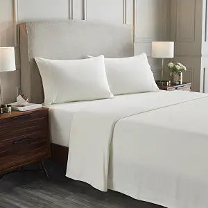 Superior Paisley or Solid Flannel Cotton Sheet Set, Fuzzy Warm Sheets, Traditional Bohemian Bedding, Includes 1 Flat Sheet, 1 Elastic Deep Pocket Fitted Sheet, 1 Pillowcase, Twin XL, Ivory