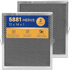 5881 Dehumidifier Filter MERV 8 Washable Compatible with Whole-House Dehumidifiers Models E100 E080 8192A and Dehumidifying Ventilator 8192A Replacement Filter 2 Packs