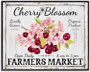 Cherry Blossom Farmers Market Rustic, 16 x 20 Inch Framed Gicle Print