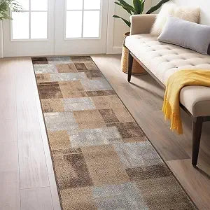 Modern Linear Indoor Runner Rug Brown 2'3" x 8'