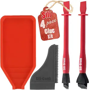 Silicone Brush & Tray Kit, Reusable Wood Glue Brush and Spreader Tools