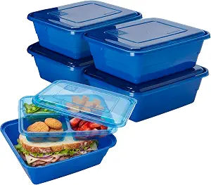 GoodCook Meal Prep Containers with Removable Bento Tray, Square 5.5-Cup