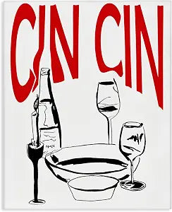 Stupell Industries Cin Wine Glasses Kitchen, 16 x 20 Inch Canvas Wall Art