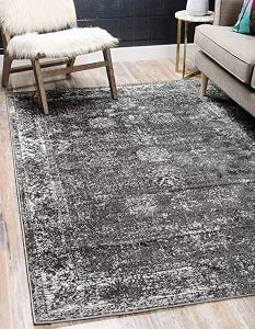 Unique Loom Sofia Collection Area Rug - Casino (4' 1" x 6' 1" Rectangle, Dark Gray/ Ivory)