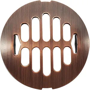 Westbrass D3198-11 4-1/4" OD Brass Snap-in Shower Strainer Grid Drain Cover, Antique Copper