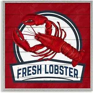 Fresh Lobster Nautical Phrase, 17 x 17 Inch Framed Gicle Print