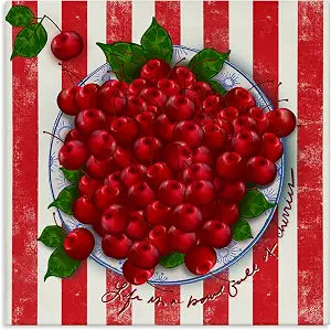 Stupell Industries Cherries Bowl Still Life, 24 x 24 Inch Canvas Wall Art