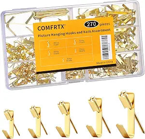 270Pcs Picture Hanging Hooks with Nails Kit Heavy Duty 10-100 lbs