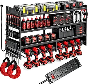 Large Power Tool Organizer Wall Mount with Charging Station