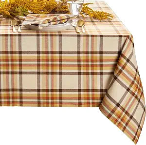 Threadmade Russet Harvest Woven Plaid Tablecloth, Multicolor - 60"W x 102"L