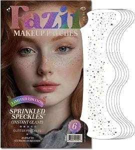 Fazit Sprinkled Speckles - Glitter Freckle Makeup Patches - Shimmering Faux Freckles & Body Glitter - Waterproof, Long-Lasting Instant Glamour for Festivals & Parties - 6 Temporary Patches Per Pack