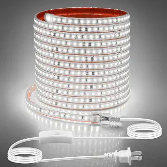 Aclorol 120V LED Strip Lghts 20FT Cold White 6000K Super Bright Rope Lights for Outside IP67 Waterproof LED Light Strip with Slef-Adhesive for Kitchen Cabinets Living Room Deck Yard Garage 720LEDs