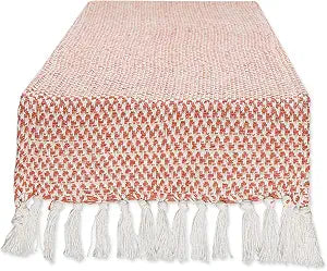 DII Woven Basics Collection 100% Cotton Knit Table Runner, 15x108, Spice
