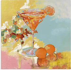 Summer Citrus Martini Cocktail, 17 x 17 Inch Canvas Wall Art