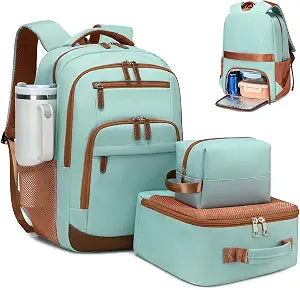 BOVIP Travel Backpack For Men Women,40L Carry On Backpack Flight Approved,TSA Personal Item Travel Bag Fits 17 Inch Laptop,Business Weekender Overnight Daypack Light Green