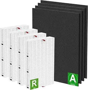 4-Pack HPA200 Replacement Filter Compatible with Honey-Well HPA200/HPA201/HA202/HPA204/HPA250/HPA5200 Air Purifiers Filter R, Part Number HRF-ARVP200, with 4Activated Carbon Pre-Filter A