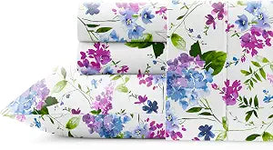 Pointehaven Combed Cotton Percale Printed Twin Primavera Bed Sheet Set - Soft Cotton - Crisp Feel - Breathable - Fits Extra Deep Pocket Mattresses