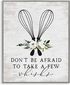 Floral Whisk Kitchen Phrase, 16 x 20 Inch Framed Gicle Print