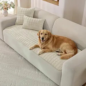 Fuzzy Pet Couch Cover for Dogs, Non Slip, 27.6" x 70.9", Beige