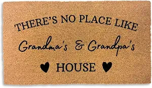 clicked craft There is No Place Like Grandma & Grandpas House Door Mat Gift for Grandma & Grandpa - 17x30 Inch - Non-Slip Backing - Made in USA - Grandparent Gifts