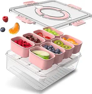 COOK WITH COLOR Snack Container with Ice Pack, Food Storage Containers, Meal Prep Containers, Pink