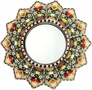 Sunburst Flower Decorative Wall Mirror Mandala Floral Wall Accent Mirror