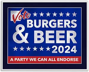 Burgers Beer Vote Humor Kitchen, 11 x 14 Inch Framed Gicle Print