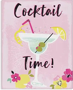 Stupell Industries Pink Cocktail Time Kitchen, 24 x 30 Inch Canvas Wall Art