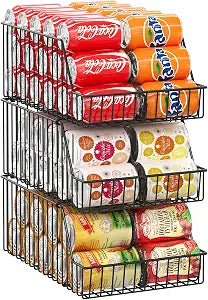 3 Pack Can Storage Organizer For Pantry,Stackble Widen Can Holder Rack With 3 Adjustable Dividers, Can Dispensers For Soup Soda Canned Food Water Bottle, Pop Drink Organizers for Cabinet Shelf