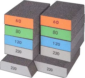 BOSHCRAFT 10 Pcs Sanding Sponge Set, 220 Grit: 4 Pcs, 60/80/100/120/180 Grit: 2 Pcs Each, Washable & Reusable Sanding Block for Wood Drywall Metal, Coarse to Superfine, 3.9" x 2.8"