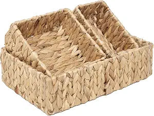 Handwoven Water Hyacinth Wicker Baskets for Organizer Set of 3
