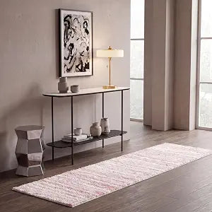 SAFAVIEH Rumi Shag Collection Area Rug - 2'2" x 8' Runner, Pink/Ivory, Geometric Design, Ideal for High Traffic Areas in Living Room, Bedroom, Dining (RMS110U)