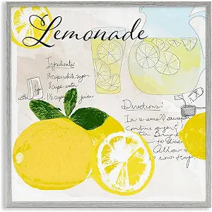 Summer Lemonade Recipe Kitchen, 17 x 17 Inch Framed Gicle Print
