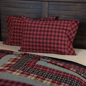 VHC Brands Rustic & Lodge Bedding-Cumberland Red, Cotton, Pillow Case Set, Standard (20 x 30 inches), Chili Pepper