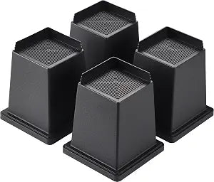 Bed Risers, 6-Inch Heavy-Duty Furniture Risers - Set of 4, Supports 1000 Lbs Each, Floor Protection - Perfect for Couches, Desks, and Tables (Black Half Side 4-Set, 6 Inch)