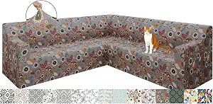 ALIECOM Sectional Couch Cover L Shaped Sofa Cover Washable Stretch Super Corner Sofa Slipcover U Shape Dog Pet Friendly Super Soft Furniture Protector for Living Room (Boho Gray, Large)