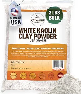 White Kaolin Clay Powder USP GRADE (2 LBS / 32 oz) 100% Natural USP Grade | Facials, Face Mask, Soap Making, Creams, Lotions, Bath Bombs | aka White Clay & China Clay Powder | 2 Pound