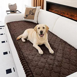 LA MEACK Couch Cover for Dogs Washable, Non-Slip Fuzzy Pet Couch Covers for Sofa, Thick Soft Couch Cushion Covers Pet Friendly, Dog Mat for Couches and Sofas (Brown, 27.6"x70.9")