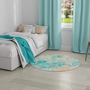 Nourison Imagination Multicolor 5' x Round Area Rug - Easy Clean, Non Shedding, Bed Room, Living Room, Dining Room, Kitchen (5' x Round)