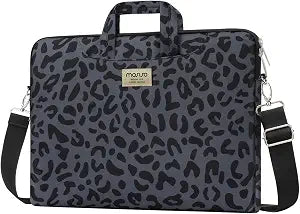 MOSISO Laptop Shoulder Bag 16 inch,Leopard Grain Briefcase Sleeve with Belt