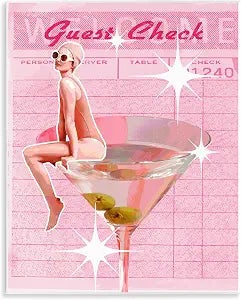 Retro Restaurant Check Cocktail, 11 x 14 Inch Mounted Print on Wall Plaque