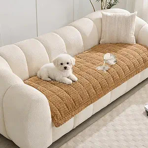 Waterproof Sofa Covers for Pets, Non Slip Fuzzy Couch Cover, Dog Furniture Bed Protector, Soft Plush Sofa Slipcover (Brown, 29"x59")