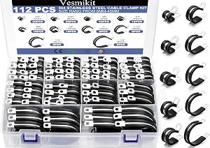Cable Clamps112 PCS 10 Sizes-1/4" 5/16" 3/8" 1/2" 5/8" 3/4" 1" 1-1/4"