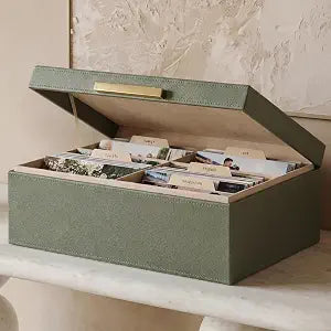 Decorative Photo Storage Box - PU Leather Organizer for 1200 4x6 Photos